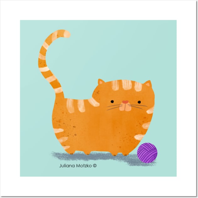 Cat with a ball of wool Wall Art by julianamotzko